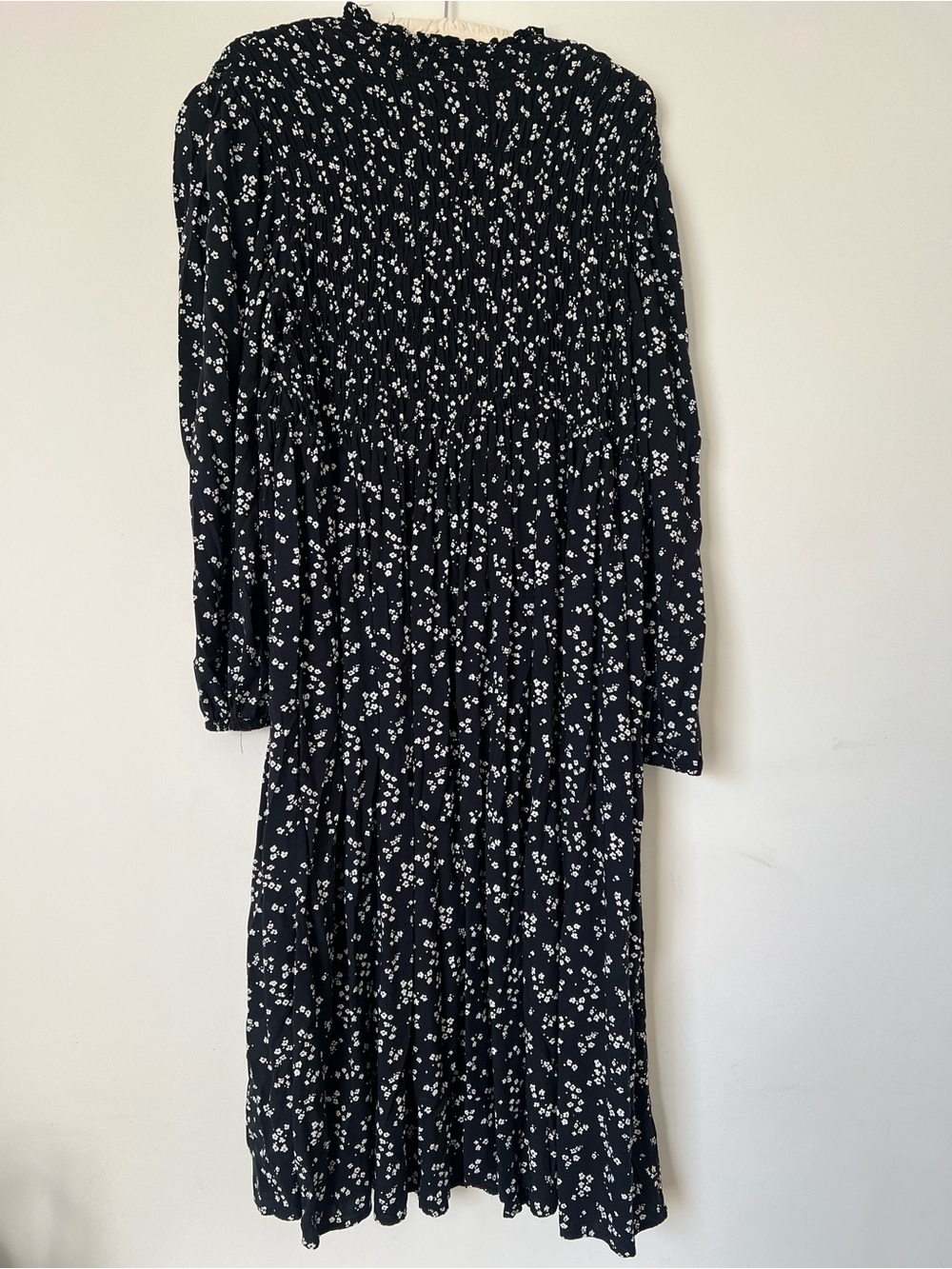 Black Floral Smocked Midi Dress - Women